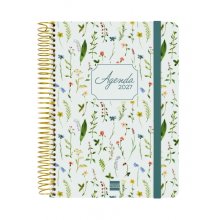Finocam Cloe Agenda de Espiral - 16 Meses - Semana Vista Horizontal - Formato E10 - 155x212mm - Tapa Dura - Papel de 100g/m2 - Cierre con Goma Elastica - Adhesivos Tematicos - Multicolor