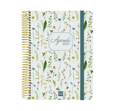 Finocam Cloe Agenda de Espiral - 16 Meses - Semana Vista Horizontal - Formato E10 - 155x212mm - Tapa Dura - Papel de 100g/m2 - Cierre con Goma Elastica - Adhesivos Tematicos - Multicolor