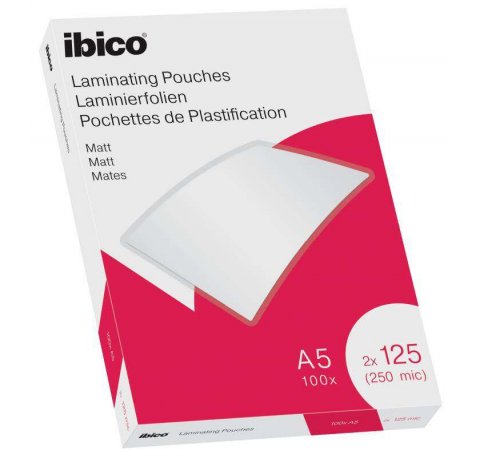 Ibico Mate A5 250 Micras Carteras de Plastificar - Superficie Mate - Plastifica Papel, Fotos, Tarjetas de Visita - Transparente