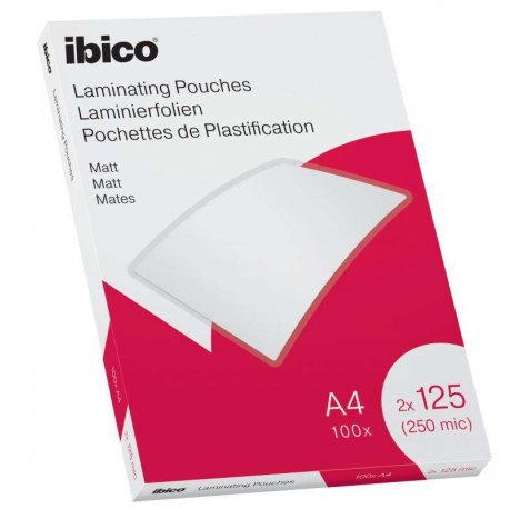Ibico Mate A4 250 Micras Carteras de Plastificar - Superficie Mate - Plastifica Papel, Fotos, Tarjetas de Visita - Transparente