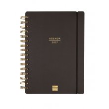 Finocam Haiku Agenda de Espiral - 16 Meses - Semana Vista Horizontal - Formato E10 - 155x212mm - Tapa Dura - Papel de 95g/m2 - Cierre con Goma Elastica - Color Negro