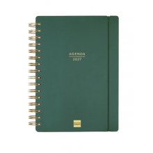 Finocam Haiku Agenda de Espiral - 16 Meses - Semana Vista Horizontal - Formato E10 - 155x212mm - Tapa Dura - Papel de 95g/m2 - Cierre con Goma Elastica - Color Verde