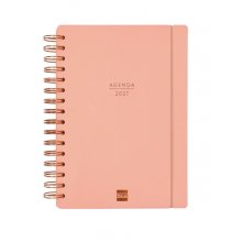 Finocam Haiku Agenda de Espiral - 16 Meses - Semana Vista Horizontal - Formato E10 - 155x212mm - Tapa Dura - Papel de 95g/m2 - Cierre con Goma Elastica - Color Coral