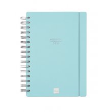 Finocam Haiku Agenda de Espiral - 16 Meses - Semana Vista Horizontal - Formato E10 - 155x212mm - Tapa Dura - Papel de 95g/m2 - Cierre con Goma Elastica - Color Azul