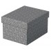 Esselte Pack de 3 Cajas Pequeñas de Almacenamiento con Tapa 200x150x255mm - Carton 100% Reciclado y Reciclable - Diseño Gris con Dibujo