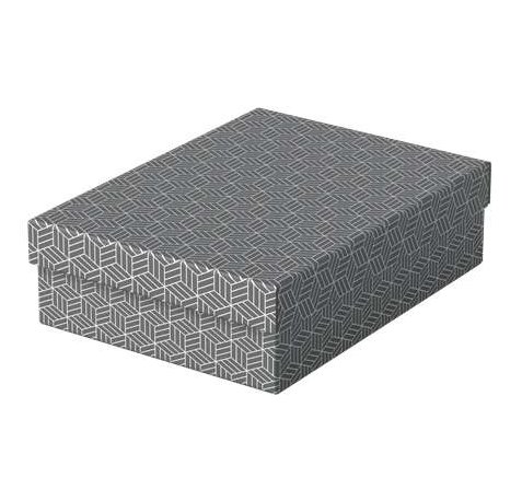 Esselte Pack de 3 Cajas Medianas de Almacenamiento con Tapa 265x100x360mm - Carton 100% Reciclado y Reciclable - Diseño Gris con Dibujo