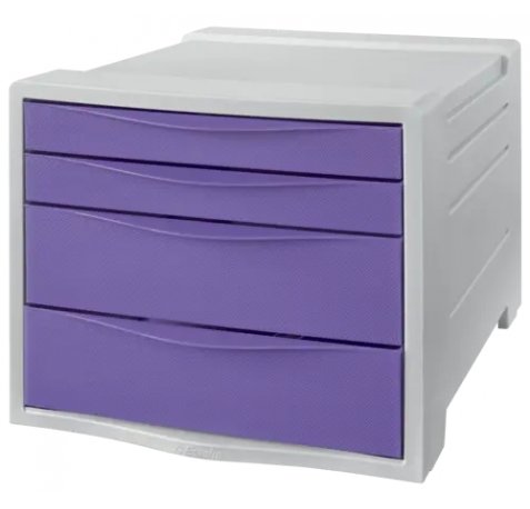 Esselte Colour'Breeze Buc de 4 Cajones - 2 Medidas de Cajon - Deslizamiento Suave - Base con Goma Antideslizante - Color Gris/Lavanda