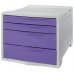 Esselte Colour'Breeze Buc de 4 Cajones - 2 Medidas de Cajon - Deslizamiento Suave - Base con Goma Antideslizante - Color Gris/Lavanda