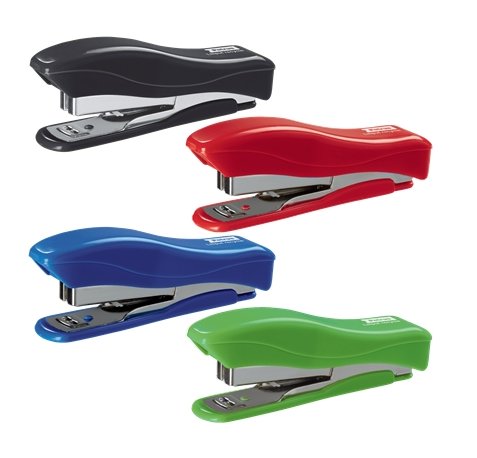 Petrus 200 Liliput Recycled Grapadora + 1 Caja de 1.000 Grapas 23/6 - Hasta 12 Hojas - Grapas 23/6 - Fabricada con un 85% de Plastico Reciclado - Grapado Cerrado y Clavado - Colores Surtidos (10 uds)