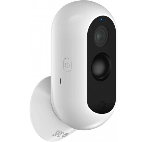 SPC Camara de Seguridad Inalambrica con Bateria - 9600 Mah - Wifi - Interior y Exterior - Resistente a la Lluvia - Full HD - Vision Nocturna - Notificaciones en Tiempo Real - Audio Bidireccional - Color Blanco