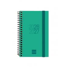 Finocam Espir Agenda Escolar 26/27 - Semana Vista Horizontal - Formato E3 - 79x127mm - Tapas de Polipropileno - Papel de 80g/m2 - Espiral Metalica - Esquinas Microperforadas - Color Verde