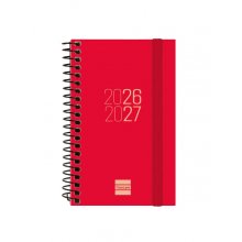Finocam Espir Agenda Escolar 26/27 en Catalan - Semana Vista Horizontal - Formato E3 - 79x127mm - Tapas de Polipropileno - Papel de 80g/m2 - Espiral - Esquinas Microperforadas - Color Rojo