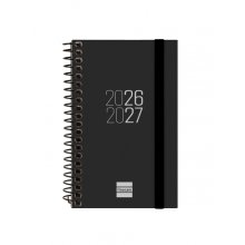Finocam Espir Agenda Escolar 26/27 en Catalan - Semana Vista Horizontal - Formato E3 - 79x127mm - Tapas de Polipropileno - Papel de 80g/m2 - Espiral - Esquinas Microperforadas - Color Negro