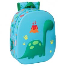 Safta Dino Mochila 3D - Portabotellas - Hombreras Acolchadas - Asa Superior - Resistente y Duradero - Uso Diario - Versatil y Practico - Color Azul