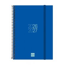 Finocam Espir Agenda Escolar 26/27 en Catalan - Semana Vista Horizontal - Formato E10 - 155x212mm - Tapas de Polipropileno - Papel de 80g/m2 - Espiral - Esquinas Microperforadas - Color Azul