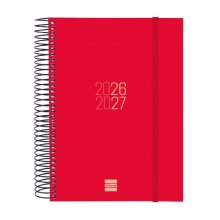 Finocam Espir Agenda Escolar 26/27 - 1 Dia por Pagina - Formato E10 - 155x212mm - Tapas de Polipropileno - Papel de 70g/m2 - Espiral Metalica - Esquinas Microperforadas - Color Rojo