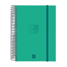 Finocam Espir Agenda Escolar 26/27 en Catalan - 1 Dia por Pagina - Formato E10 - 155x212mm - Tapas de Polipropileno - Papel de 70g/m2 - Espiral Metalica - Esquinas Microperforadas - Color Verde