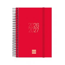 Finocam Espir Agenda Escolar 26/27 - 1 Dia por Pagina - Formato E8 - 120x171mm - Tapas de Polipropileno - Papel de 70g/m2 - Espiral Metalica - Esquinas Microperforadas - Color Rojo