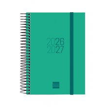 Finocam Espir Agenda Escolar 26/27 en Catalan - 1 Dia por Pagina - Formato E8 - 120x171mm - Tapas de Polipropileno - Papel de 70g/m2 - Espiral Metalica - Esquinas Microperforadas - Color Verde