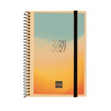 Finocam Espir Agenda Escolar 26/27 - Semana Vista Horizontal - Formato E8 - 120x171mm - Tapas de Polipropileno - Papel de 80g/m2 - Espiral Metalica - Esquinas Microperforadas - Multicolor