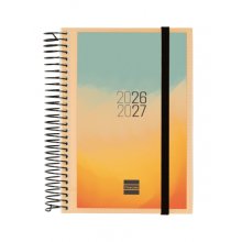 Finocam Espir Agenda Escolar 26/27 en Catalan - 1 Dia por Pagina - Formato E8 - 120x171mm - Tapas de Polipropileno - Papel de 70g/m2 - Espiral Metalica - Esquinas Microperforadas - Multicolor