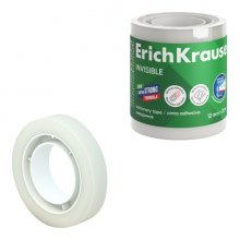 ErichKrause Cinta Adhesiva Invisible 12mmx20m - Superficie Mate - Apta para Escribir Encima - Transparente (4 uds)