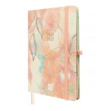 Finocam Minimal Agenda de Tapa Dura Internacional - 18 Meses - Semana Vista Horizontal - Formato M5 - 140x190mm - Papel Crema de 80g/m2 - Bolsillo Interior - Cierre con Goma - Multicolor