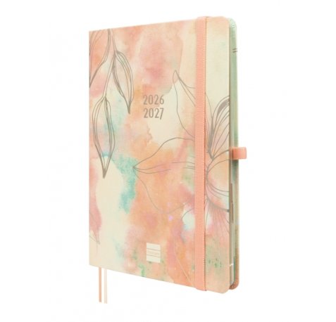 Finocam Minimal Agenda de Tapa Dura Internacional - 18 Meses - Semana Vista Horizontal - Formato M5 - 140x190mm - Papel Crema de 80g/m2 - Bolsillo Interior - Cierre con Goma - Multicolor