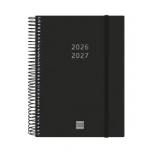 Finocam Espiral Agenda Internacional - 18 Meses - 2 Dias por Pagina - Formato E10 - 155x212mm - Tapas de Polipropileno - Papel de 70g/m2 - Esquinas Microperforadas - Color Negro
