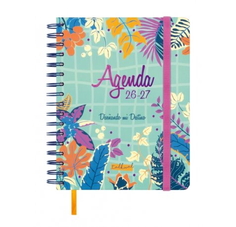 Finocam Talkual Agenda Escolar 26/27 - Semana Vista Horizontal - Formato 4Âº - 155x217mm - Tapa Dura - Papel de 100g/m2 - Espiral Metalica - Multicolor