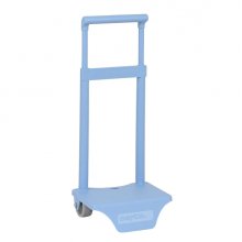 Safta Carro Portamochilas - Sujecion Universal - Material Resistente de Polipropileno - Ruedas de PVC Silenciosas - 18x16x35cm - Color Azul Claro