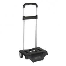 Safta Carro Portamochilas - Bolsillo Frontal - Tirador Doble - Bolsillo Interior - Bolsillo Trasero con Cremallera - Hombreras Ajustables - Asa Superior de Mano - 300x230x950mm - Color Negro