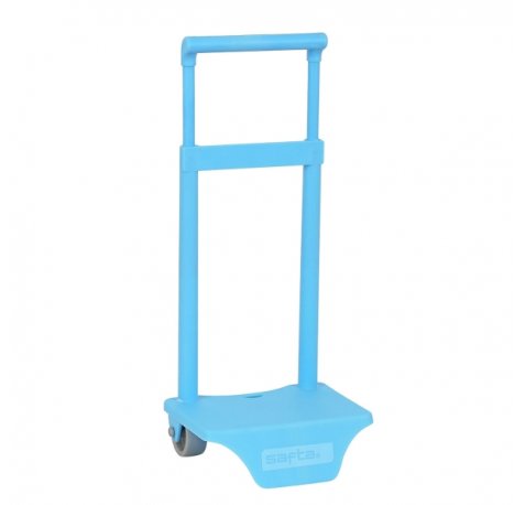 Safta Carro Portamochilas - Sujecion Universal - Material Polipropileno Resistente - Ruedas de PVC - 18x16x35cm - Color Azul Claro