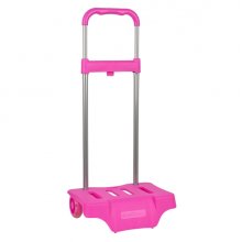 Safta Carro Portamochilas - Compacto y Resistente - Ruedas Silenciosas - Ajustable en Altura - Facil de Almacenar - 300x230x850mm - Color Rosa