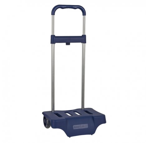 Safta Carro Portamochilas - Ruedas Silenciosas - Alta Capacidad - Facil Apertura - Resistente Estructura - Compacto Cerrado - 300x230x525mm - Color Azul Marino