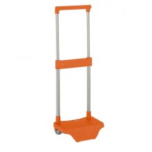 Safta Carro Portamochilas - Sujecion Universal - Material Resistente - Ruedas Silenciosas - 26x10x34cm - Color Naranja