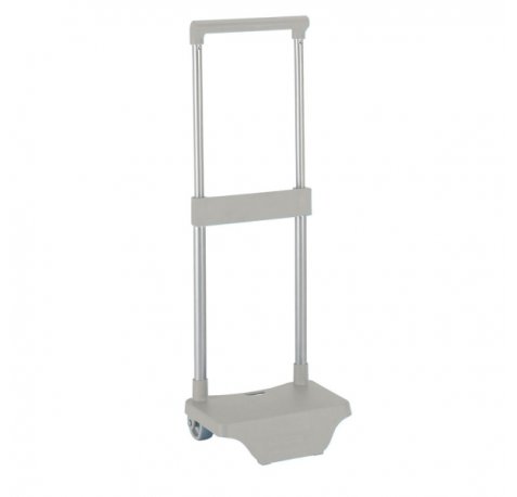 Safta Carro Portamochilas - Sujecion Universal - Material Resistente (Polipropileno) - Estructura de Acero Pintado - Ruedas de PVC Duraderas - 26x10x34cm - Color Gris