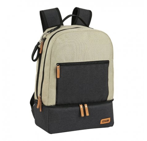 Safta Mochila Maternidad - Cremallera - Bolsillo Frontal - Bolsillo Termo Interior y Lateral - Soportes para Carrito - 19.4L - 300x150x430mm - Color Beige