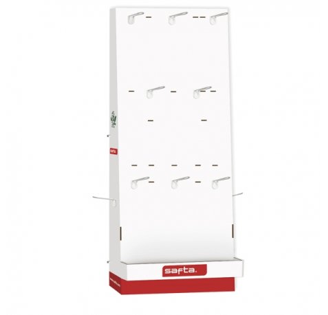 Safta Expositor Vacio con 10 Ganchos - Estructura Robusta - 650x280x1580mm - Color Blanco