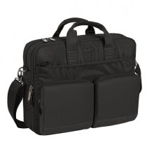 Safta Business Maletin para Portatil hasta 15.6" - Interior Acolchado - Compartimento para Tablet 10.6" - Bolsillos Frontales - Conector USB - Bandolera Ajustable - Asas Forradas - Color Negro
