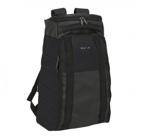 Safta Business Mochila de Viaje - Doble Cremallera - Bolsillos Laterales de Red - Bolsillo Trasero - Hombreras Acolchadas - Espalda Transpirable - Asa de Mano - Color Negro