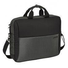Safta Business Maletin para Portatil hasta 15.6" - Conector USB - Bolsillo Trasero Oculto - Bandolera Ajustable - Asas Forradas - Cinta para Maletas - 410x90x330mm - Color Gris Oscuro