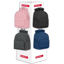 Safta Expositor con 8 Ganchos para Mochilas - Carton Reciclado - Ecologico y Sostenible - Facil de Montar - Resistente y Duradero - Colores Surtidos