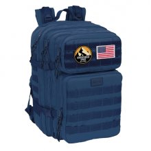 Safta Basic Mochila para Portatil hasta 15.6" - Bolsillo Interior - Cremalleras Bidireccionales - Bolsillos Frontales - Hombreras y Respaldo Acolchados - 300x230x480mm - Color Azul Marino