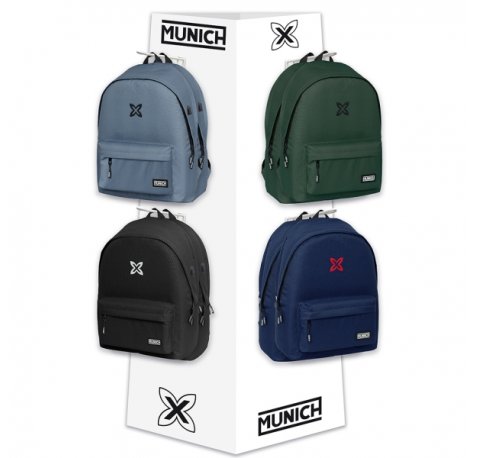 Safta Munich Basicos Expositor con 8 Ganchos para Mochilas - Carton Reciclado - Colores Surtidos