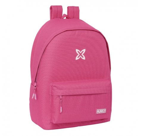 Safta Munich Basicos Fucsia Mochila para Portatil hasta 15.6" - Antirrobo - Conector USB - Base Acolchada - Bolsillo Frontal - Hombreras Ergonomicas - 24.55L - 310x180x440mm - Color Rosa