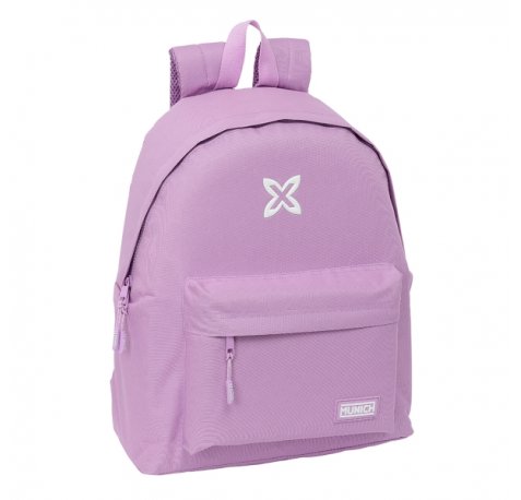 Safta Munich Basicos Lila Mochila - Bolsillo Frontal - Hombreras Acolchadas - Espalda Ergonomica - Doble Tirador - Asa Superior - 20.8L - 330x150x420mm - Color Violeta