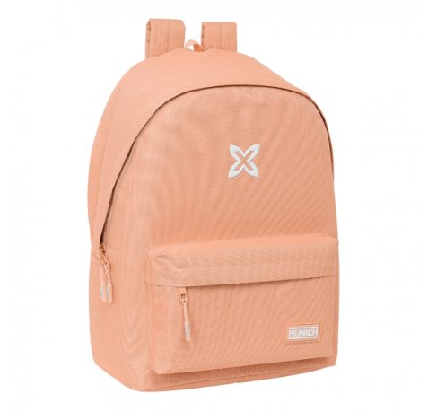 Safta Munich Basicos Peach Mochila para Portatil hasta 15.6" - Bolsillo Frontal - Conector USB - Base Acolchada - Hombreras Ergonomicas - Asa Superior - 24.55L - 310x180x440mm - Color Naranja