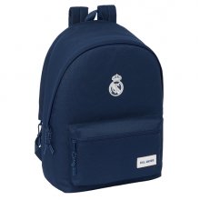 Safta Real Madrid Chica Marino Mochila para Portatil hasta 15.6" - Alojamiento Antirrobo - Conector USB - Base Acolchada - Ergonomica - Asa Superior - 310x180x440mm - Color Azul Marino