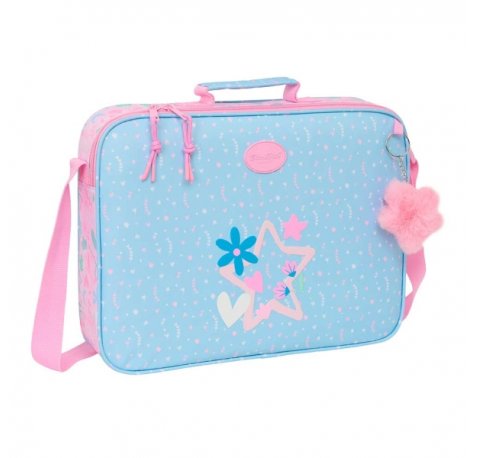 Safta Blackfit8 Smile Maletin con Cremallera - Bandolera Ajustable - Asa Forrada - Doble Tirador - Fondo Semirigido - 6L - 380x60x280mm - Color Azul Claro